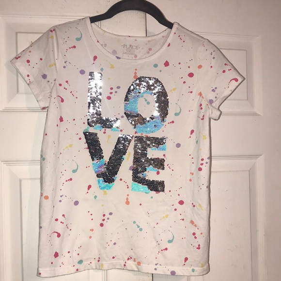Place Other - Girls' Place Sequined “LOVE” Tee